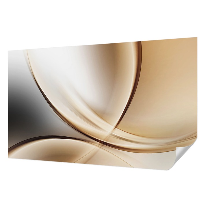 Öntapadós Tapéta Falra, Wallfluent, Lekerekített vonalak, Bézs, 416 x 254 cm, Klasszikus, Könnyen Felszerelhető, 010170060070000002052