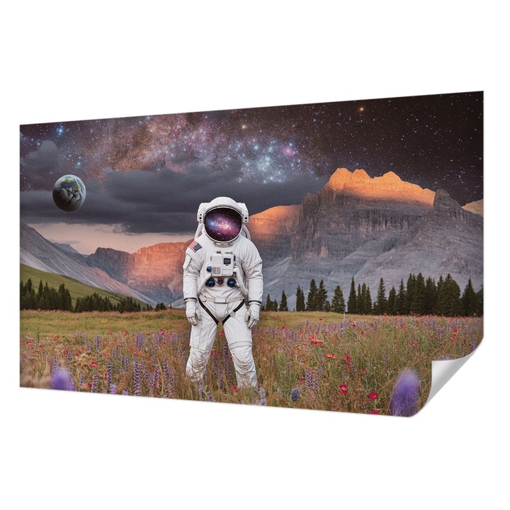 Tapet Textil Autocolant, Wallfluent, Peisaj cosmic, Negru, 416 x 254 cm, Adeziv Puternic, Usor De Montat Si Rezistent, 010170060070000284739