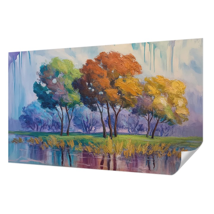 Tapet Autocolant De Perete, Wallfluent, Abstractie de copac, Verde, 416 x 254 cm, Adeziv Puternic, Usor De Montat Si Rezistent, 010170060070000285056