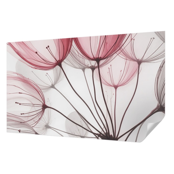 Öntapadós Dekor Tapéta, Wallfluent, Virágos sziluettek, Rózsaszín, 416 x 254 cm, Klasszikus, Könnyen Felszerelhető, 010170060070000285115