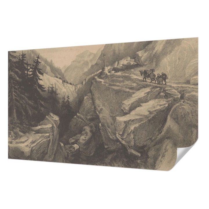 Tapet Textil Autocolant, Wallfluent, Munti pitoresti, Gri, 416 x 254 cm, Detasabil, Lavabil, 010170060070000285303