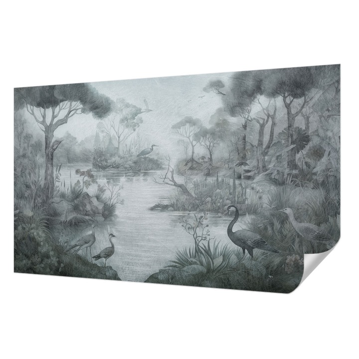 Öntapadós Fotótapéta Falra, Wallfluent, Természeti táj, Szürke, 416 x 254 cm, Erős Ragasztó, Modern Belsőépítészeti Dekoráció, 010170060070000285308