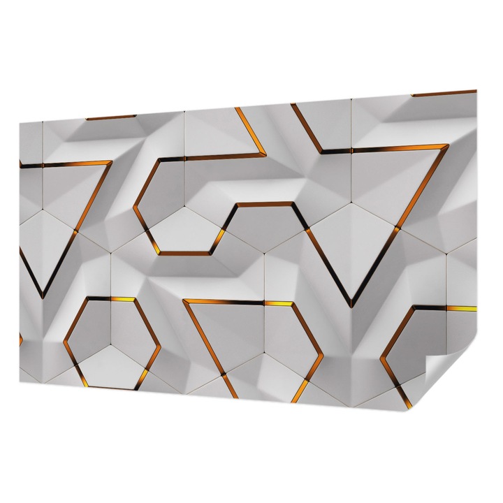 Öntapadós Fotótapéta Falra, Wallfluent, Modern geometria, Fehér, 416 x 254 cm, Fali Dekoráció, Nedvesség- És Foltálló, 010170060070000285309