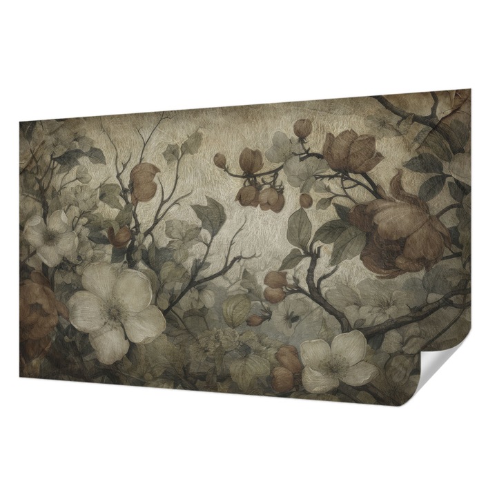 Öntapadós Dekor Tapéta, Wallfluent, Virágos szépség, Barna, 416 x 254 cm, Fali Dekoráció, Nedvesség- És Foltálló, 010170060070000285314