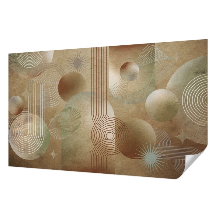 Öntapadós Tapéta Fali Dekoráció, Wallfluent, Geometrikus minta, Bézs, 416 x 254 cm, Könnyen Tisztítható, Nedvességálló, 010170060070000285321