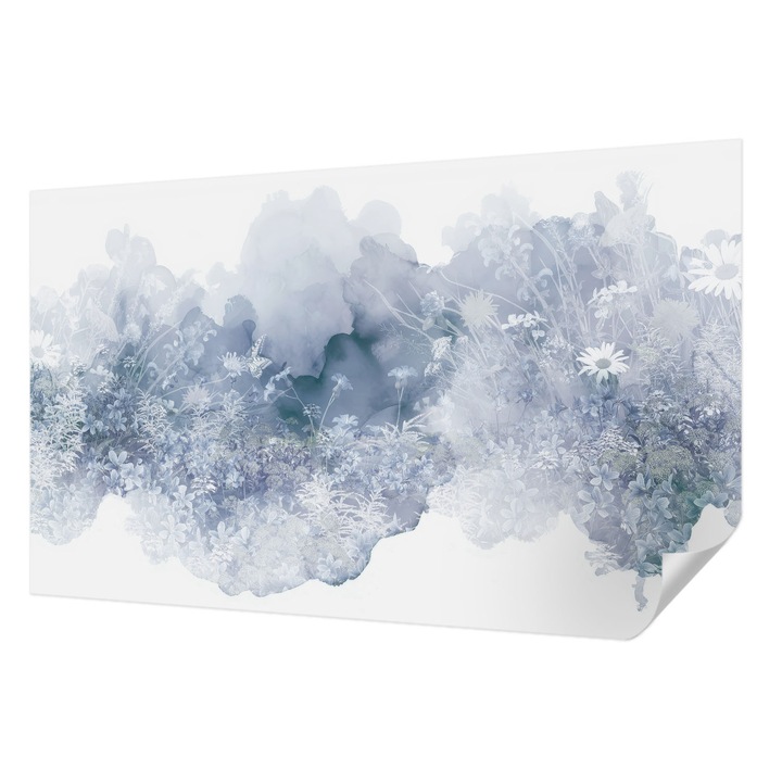 Öntapadós Tapéta Fali Dekoráció, Wallfluent, Virágos rét, Fehér, 416 x 254 cm, Előszobába, Hálószobába, 010170060070000285327