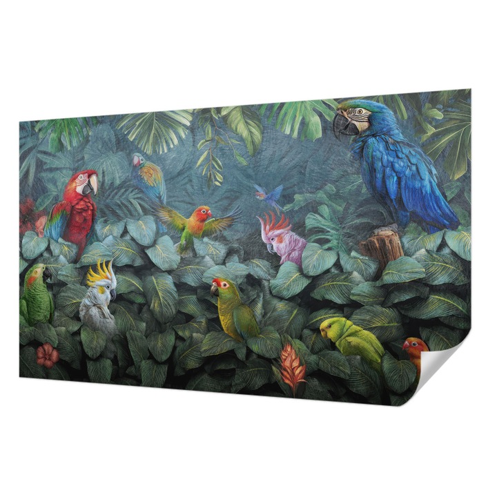 Tapet Autocolant De Perete, Wallfluent, Jungla exotica, Verde, 416 x 254 cm, Decorativ, Usor De Instalat, 010170060070000285335