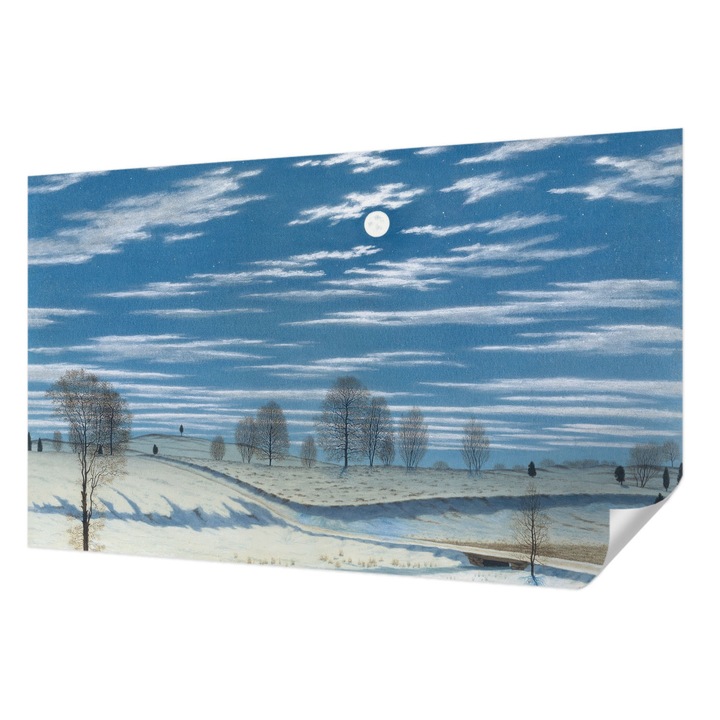 Öntapadós Dekor Tapéta, Wallfluent, Téli táj, Kék, 416 x 254 cm, Klasszikus, Könnyen Felszerelhető, 010170060070000285350