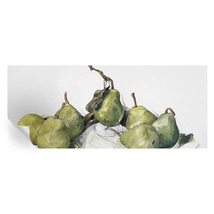 Öntapadós Tapéta Falra, Tulup, Akvarell körte, Zöld, 250 x 104 cm, Dekoráció, Modern Belsőépítészeti Dekoráció, 010170060020000285464