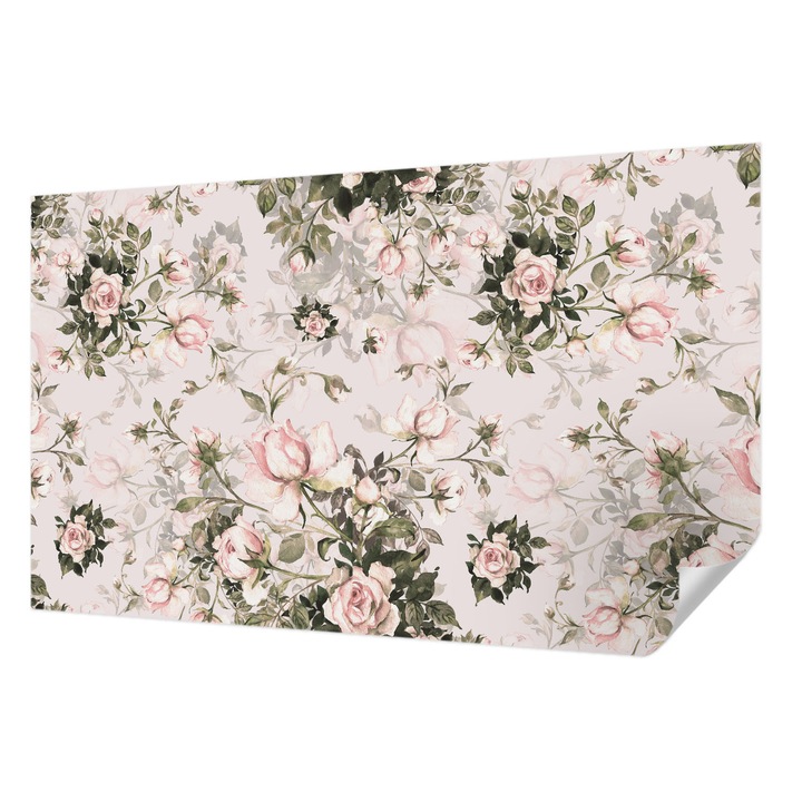 Öntapadós Tapéta Falra, Wallfluent, Virágminta, Rózsaszín, 416 x 254 cm, Fali Dekoráció, Nedvesség- És Foltálló, 010170060070000011113