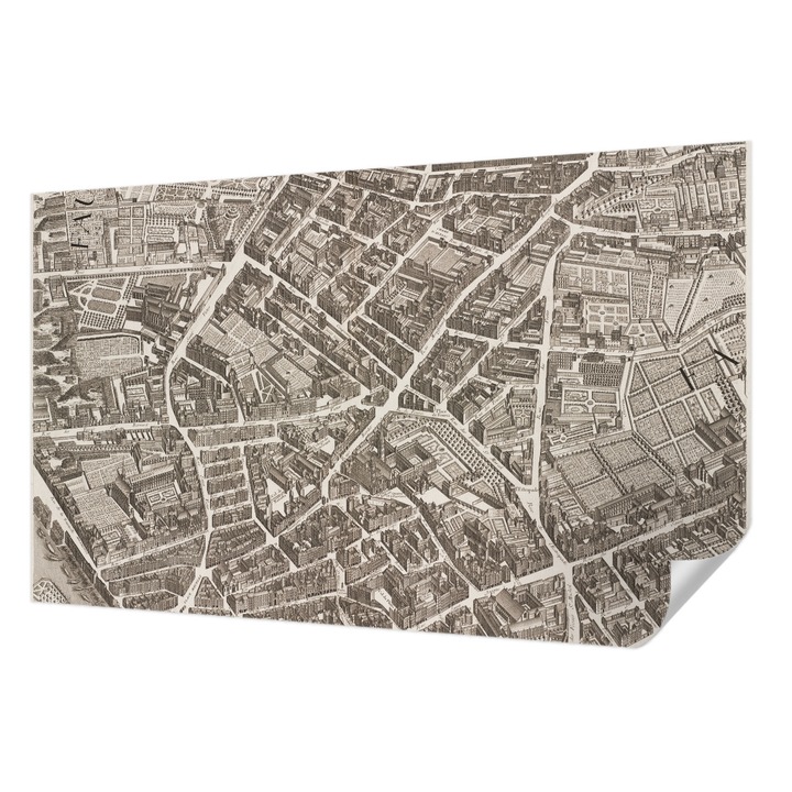 Öntapadós Tapéta Falra, Wallfluent, Városi labirintus, Barna, 416 x 254 cm, Klasszikus, Könnyen Felszerelhető, 010170060070000285403