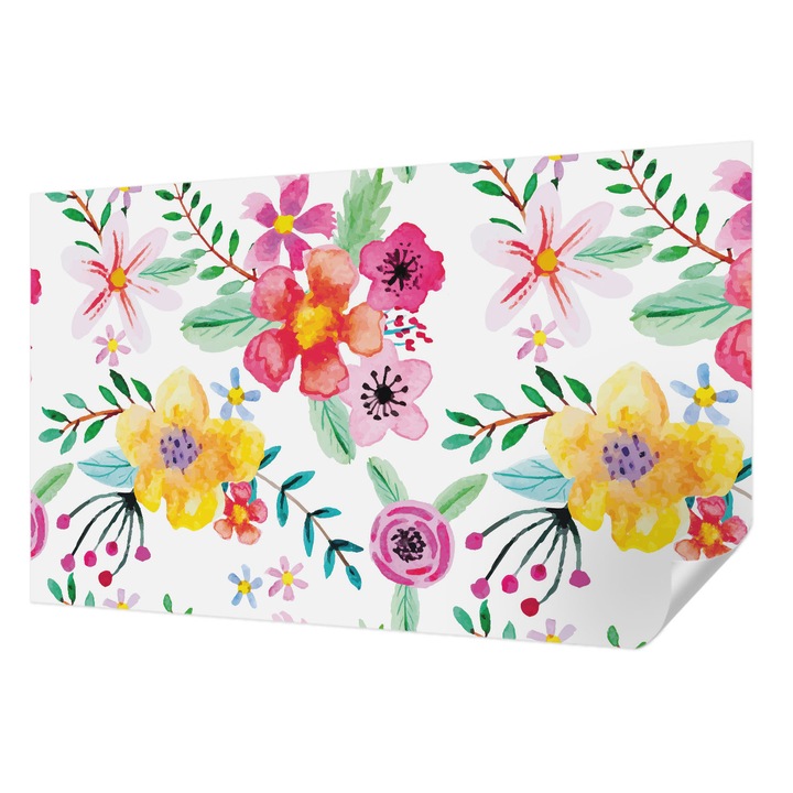 Öntapadós Tapéta Falra, Wallfluent, Virágos frissesség, Fehér, 416 x 254 cm, Dekoráció, Klasszikus, 010170060070000011154