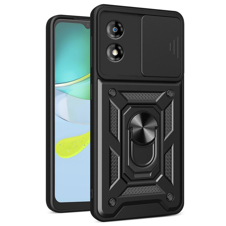 Husă telefon Techsuit CamShield pentru Motorola Moto E13, negru, TPU, metal