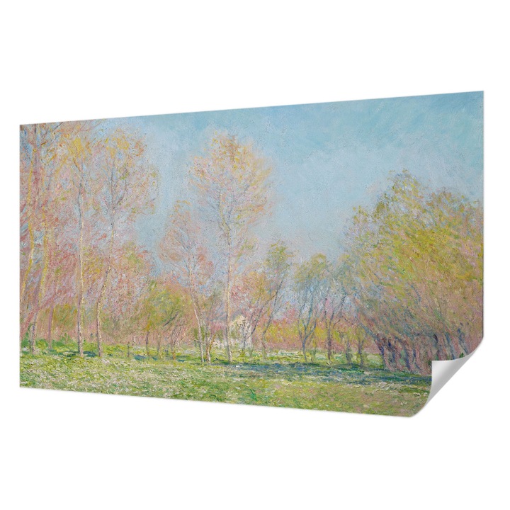 Öntapadós Dekor Tapéta, Wallfluent, Tavaszi park, Kék, 416 x 254 cm, Dekoráció, Falra, 010170060070000285439