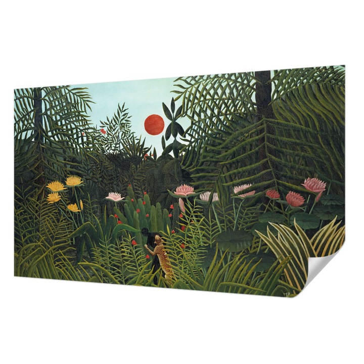 Öntapadós Dekor Tapéta, Wallfluent, Egzotikus táj, Zöld, 416 x 254 cm, Előszobába, Hálószobába, 010170060070000285441