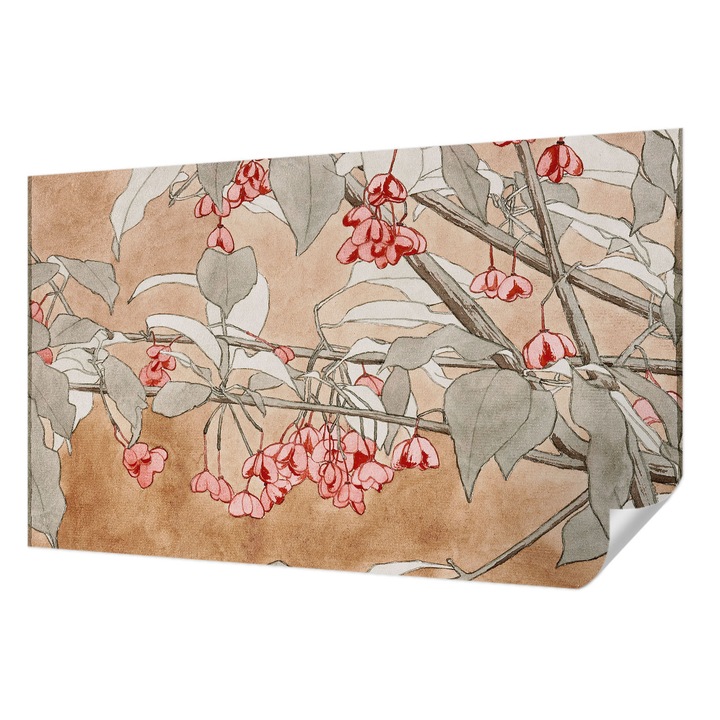 Öntapadós Tapéta Falra, Wallfluent, Virágos harmónia, Barna, 416 x 254 cm, Könnyen Tisztítható, Nedvességálló, 010170060070000285452