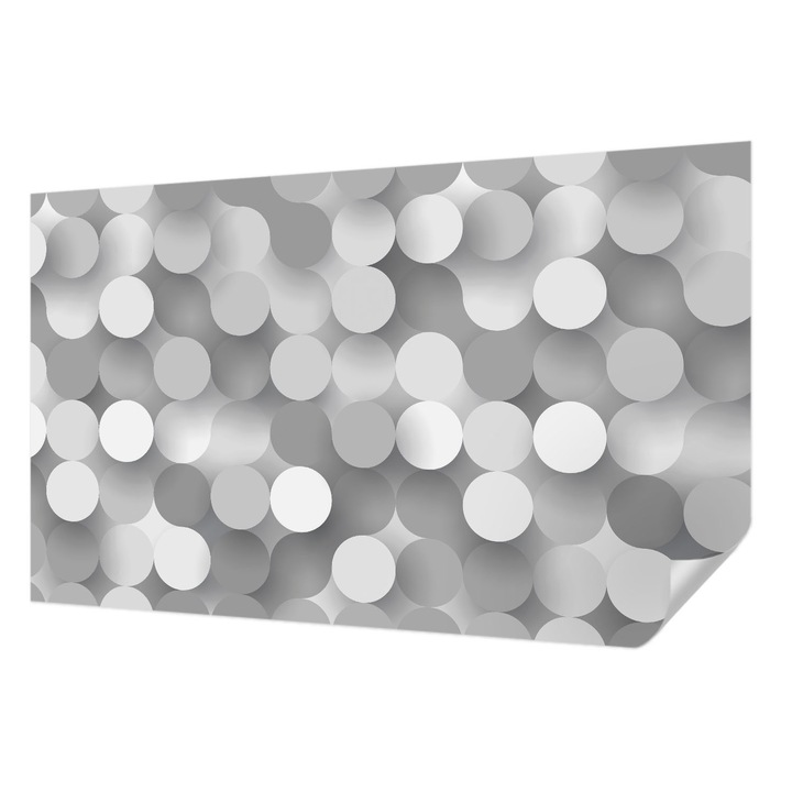 Öntapadós Tapéta Falra, Wallfluent, Szürke körök, Szürke, 416 x 254 cm, Dekoráció, Klasszikus, 010170060070000013023
