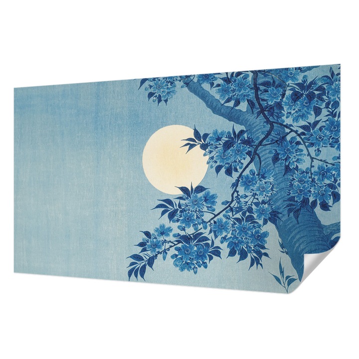 Öntapadós Tapéta Falra, Wallfluent, Virág Hold, Kék, 416 x 254 cm, Előszobába, Hálószobába, 010170060070000285489