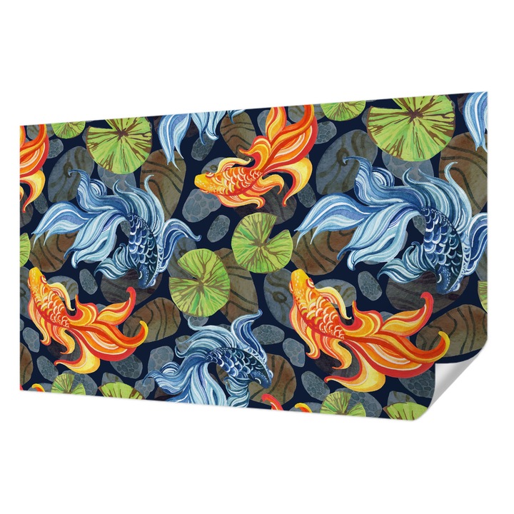 Öntapadós Fotótapéta Falra, Wallfluent, Halminták, Fekete, 416 x 254 cm, Nappaliba, Konyhába, 010170060070000013165