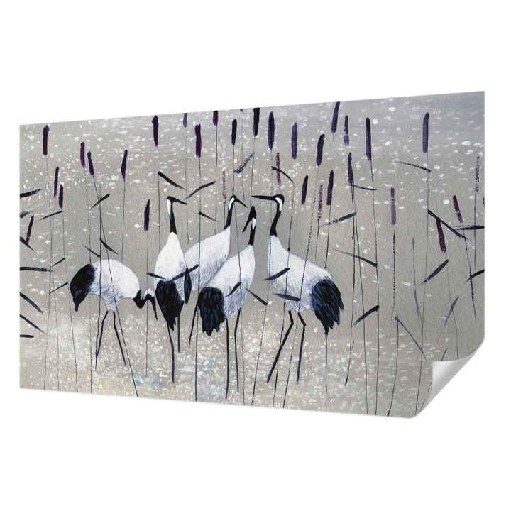 Öntapadós Tapéta Fali Dekoráció, Wallfluent, Harmonikus daruk, Szürke, 416 x 254 cm, Előszobába, Hálószobába, 010170060070000017484