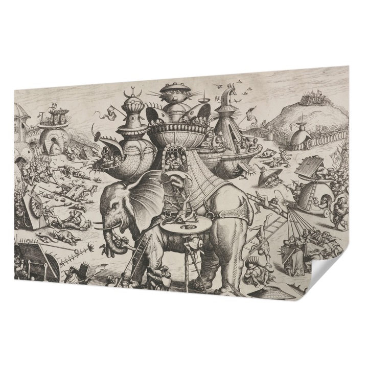 Tapet Textil Autocolant, Wallfluent, O lupta grotesca, Multicolor, 416 x 254 cm, Pentru Sufragerie, Dormitor, 010170060070000285535