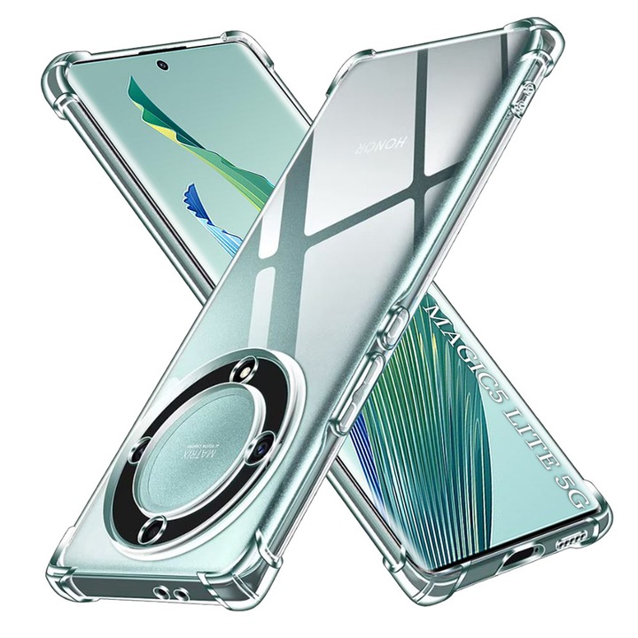Husa Clear Anti-Soc pentru Honor Magic5 Lite, Protectie Colturi AirBag, Rezisntenta Socuri si Zgarieturi, Design Slim, Transparenta