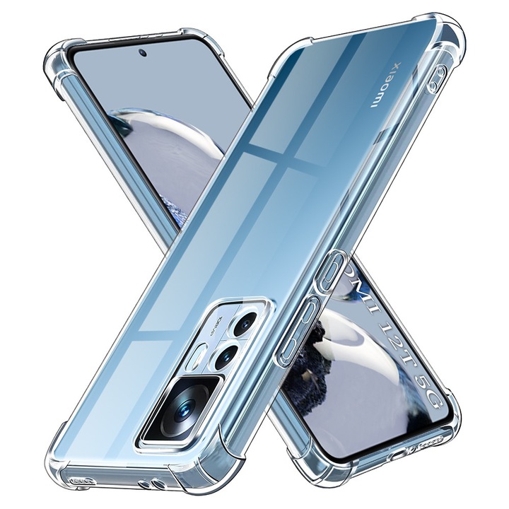 Husa Clear Anti-Soc pentru Xiaomi 12T / 12T Pro, Protectie Colturi AirBag, Rezisntenta Socuri si Zgarieturi, Design Slim, Transparenta
