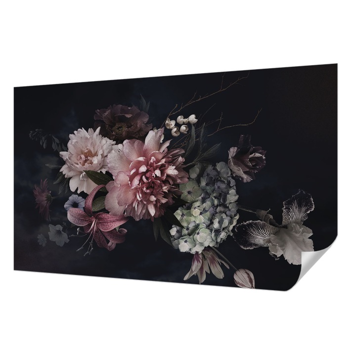Öntapadós Tapéta Fali Dekoráció, Wallfluent, Virágkötészet, Fekete, 416 x 254 cm, Modern Dizájn, Nedvesség- És Foltálló, 010170060070000019487