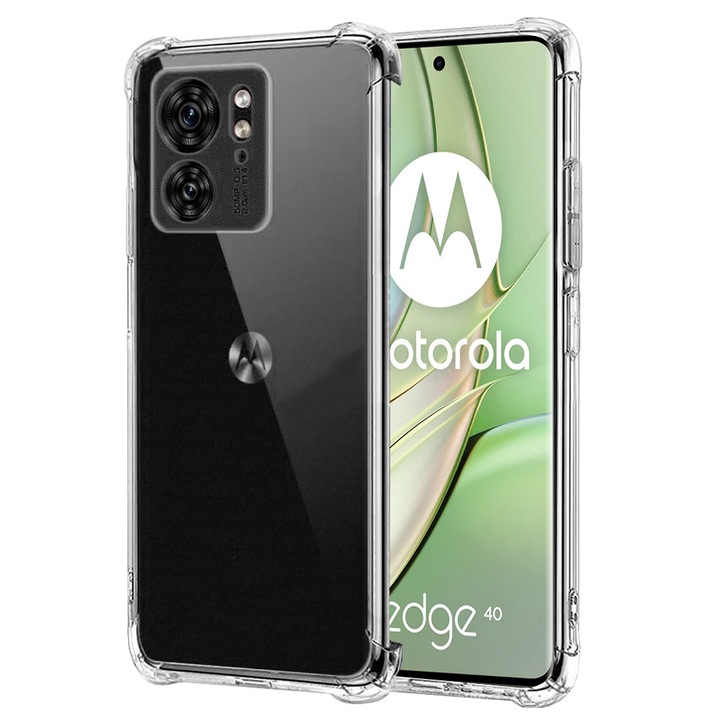 Husa Clear Anti-Soc pentru Motorola Edge 40 / Edge (2023), Protectie Colturi AirBag, Rezisntenta Socuri si Zgarieturi, Design Slim, Transparenta