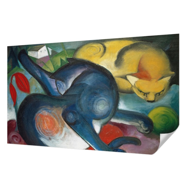 Öntapadós Tapéta Fali Dekoráció, Wallfluent, Macskaművészet, Kék, 416 x 254 cm, Modern Dizájn, Nedvesség- És Foltálló, 010170060070000285571