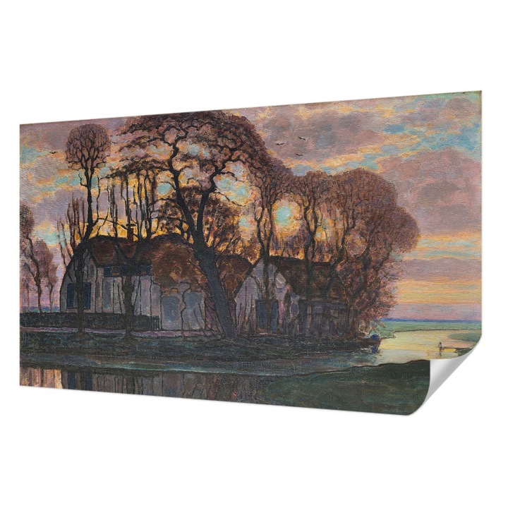 Öntapadós Tapéta Falra, Wallfluent, Esti tájkép, Szürke, 416 x 254 cm, Klasszikus, Könnyen Felszerelhető, 010170060070000285583