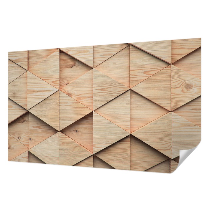 Öntapadós Tapéta Fali Dekoráció, Wallfluent, Fa mozaik, Bézs, 416 x 254 cm, Modern Dizájn, Könnyen Felszerelhető És Tisztítható, 010170060070000056574