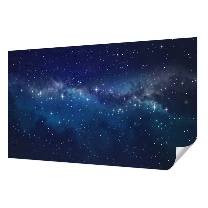 Öntapadós Tapéta Fali Dekoráció, Wallfluent, Csillagos éjszaka, Tengerészkék, 416 x 254 cm, Klasszikus, Könnyen Felszerelhető, 010170060070000088226