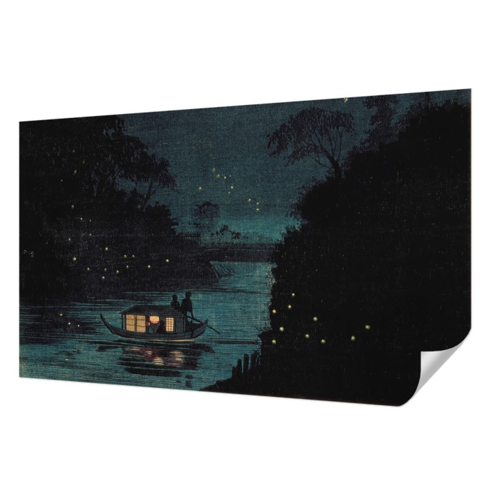 Tapet Textil Autocolant, Wallfluent, Lumini de seara, Bleumarin, 416 x 254 cm, Detasabil, Lavabil, 010170060070000285663