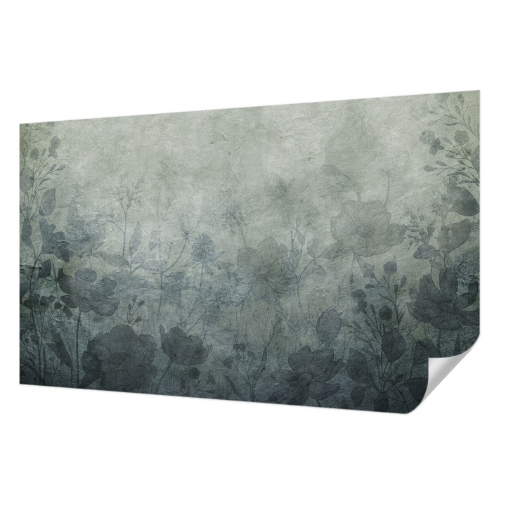 Öntapadós Dekor Tapéta, Wallfluent, Növényi elegancia, Szürke, 416 x 254 cm, Erős Ragasztó, Modern Belsőépítészeti Dekoráció, 010170060070000285667