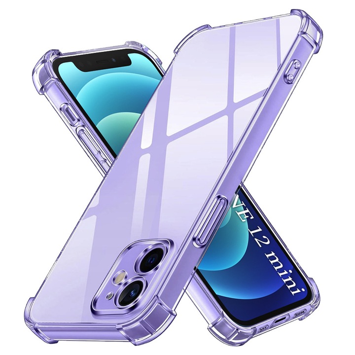 Husa Clear Anti-Soc pentru Apple iPhone 12 mini, Protectie Colturi AirBag, Rezisntenta Socuri si Zgarieturi, Design Slim, Transparenta