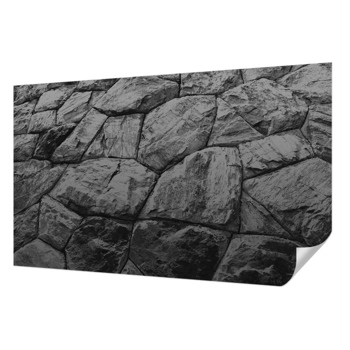 Öntapadós Tapéta Fali Dekoráció, Wallfluent, Kő textúrák, Fekete és fehér, 416 x 254 cm, Modern Dizájn, Nedvesség- És Foltálló, 010170060070000282528