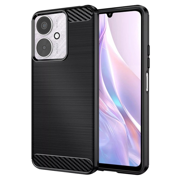 Husa Carbon pentru Xiaomi Redmi 13C 4G / Redmi 13C 5G / Poco C65, Silicon TPU Durabil, Protectie sporita, Rezistenta la socuri, Grip Anti-Alunecare, Neagra