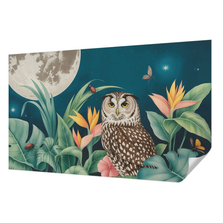 Öntapadós Tapéta Fali Dekoráció, Wallfluent, Hold Szafari, Zöld, 416 x 254 cm, Modern Dizájn, Könnyen Felszerelhető És Tisztítható, 010170060070000284718