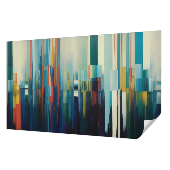 Öntapadós Fotótapéta Falra, Wallfluent, Absztrakt csíkok, Kék, 416 x 254 cm, Klasszikus, Könnyen Felszerelhető, 010170060070000284802