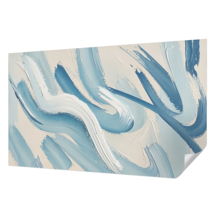 Tapet Autocolant De Perete, Wallfluent, Accidente vasculare cerebrale abstracte, Albastru, 416 x 254 cm, Pentru Living, Birou, Hol, 010170060070000284859