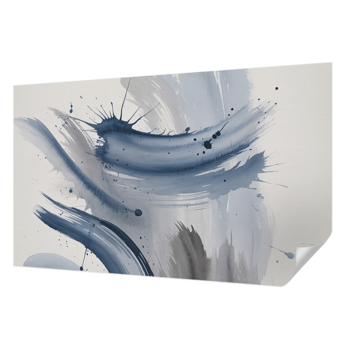 Öntapadós Tapéta Falra, Wallfluent, Művészi ecsetvonások, Kék, 416 x 254 cm, Fali Dekoráció, Nedvesség- És Foltálló, 010170060070000284888
