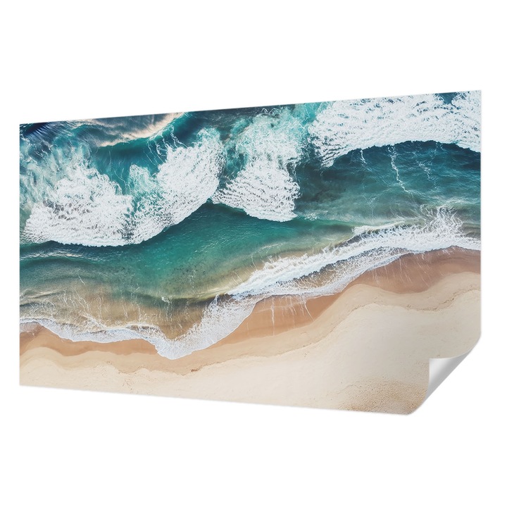 Tapet Textil Autocolant, Wallfluent, Valurile marii, Albastru, 416 x 254 cm, Pentru Interior, Usor De Curatat, 010170060070000285139