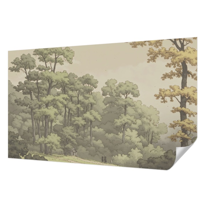 Öntapadós Dekor Tapéta, Wallfluent, Erdei idill, Zöld, 416 x 254 cm, Dekoráció, Falra, 010170060070000285168