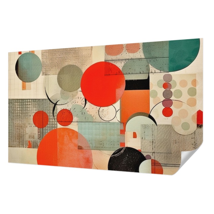 Tapet Textil Autocolant, Wallfluent, Abstractie colorata, Rosu, 416 x 254 cm, Pentru Baie, Bucatarie, 010170060070000285224