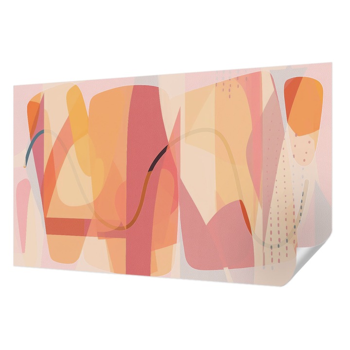 Tapet Autodeziv De Perete, Wallfluent, Abstractie colorata, Portocaliu, 416 x 254 cm, Detasabil, Lavabil, 010170060070000285002