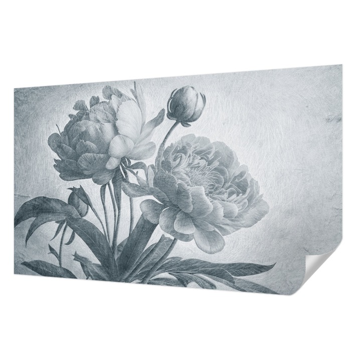 Tapet Textil Autocolant, Wallfluent, Sic floral, Gri, 416 x 254 cm, Pentru Living, Birou, Hol, 010170060070000285342