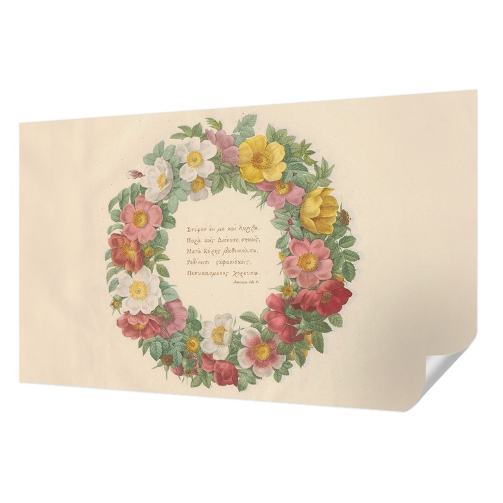 Öntapadós Dekor Tapéta, Wallfluent, Virágkoszorú, Szürke, 416 x 254 cm, Erős Ragasztó, Modern Belsőépítészeti Dekoráció, 010170060070000285382