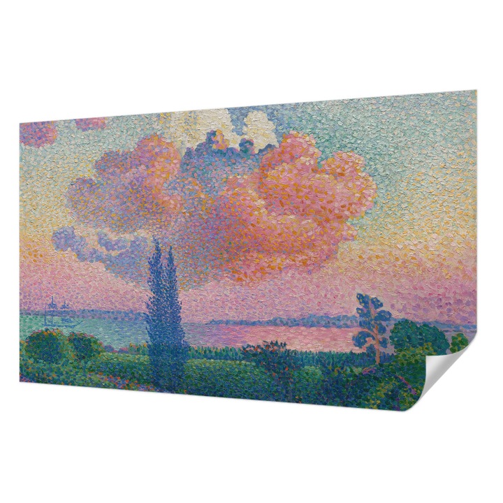 Öntapadós Tapéta Falra, Wallfluent, Színes táj, Rózsaszín, 416 x 254 cm, Könnyen Tisztítható, Nedvességálló, 010170060070000285398