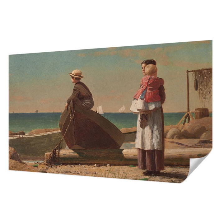 Tapet Textil Autocolant, Wallfluent, Scena de pe litoral, Maro, 416 x 254 cm, Pentru Living, Birou, Hol, 010170060070000285392